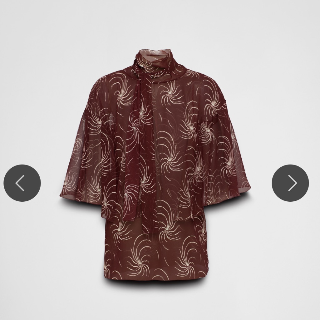 Nwt Prada Printed Georgette Scarf Collar Top Size 38